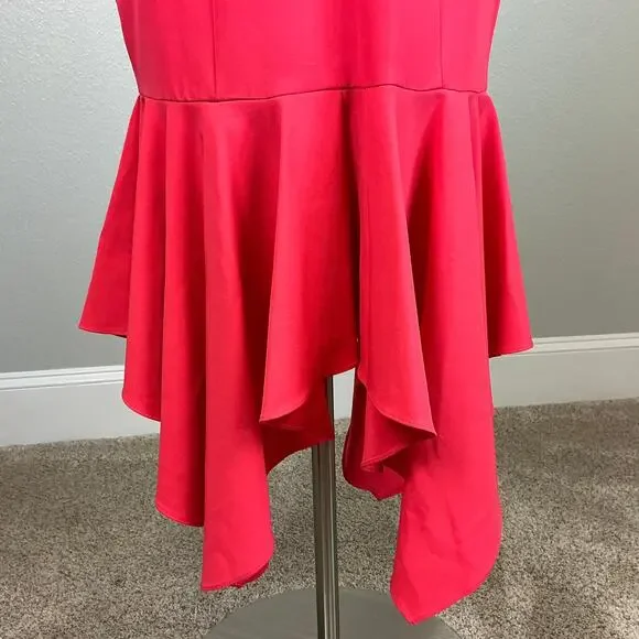 Aidan Mattox Backless High Low Halter Cocktail Dress Coral Pink Size 4 Midi - Picture 9 of 12